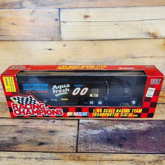 1997 Racing Champions Nascar Buckshot Racing Aqua Fresh #00 Car Transporter NOS - Picture 1 of 6